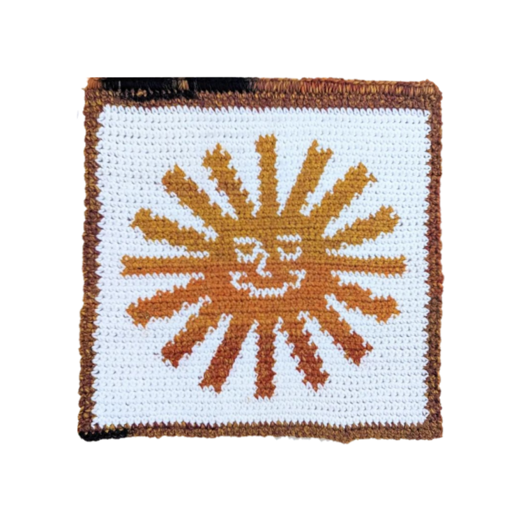 chill sun v.2 (2023) 12&quot;×13&quot; crochet tapestry