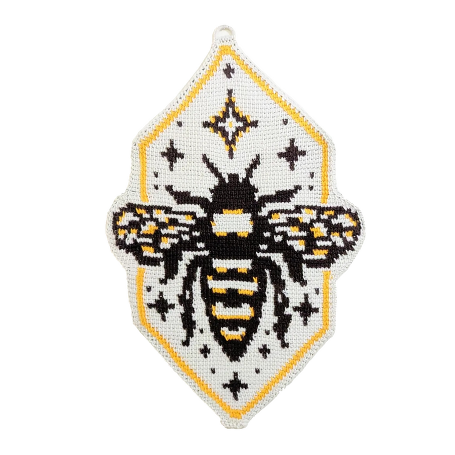 bee (2024) 20&quot;×29&quot; tunisian crochet tapestry