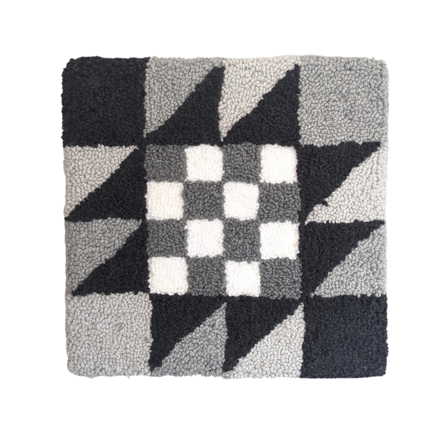 tufted quilt block 007 (2024) 13"×13"×1" hand tufted wall hanging