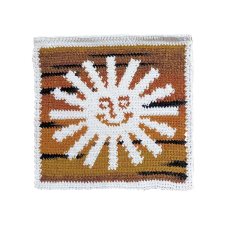 chill sun v.2 (2023) 12"×13" crochet tapestry