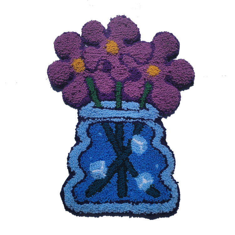 flower vase (2021) 15"×20" hand tufted tapestry