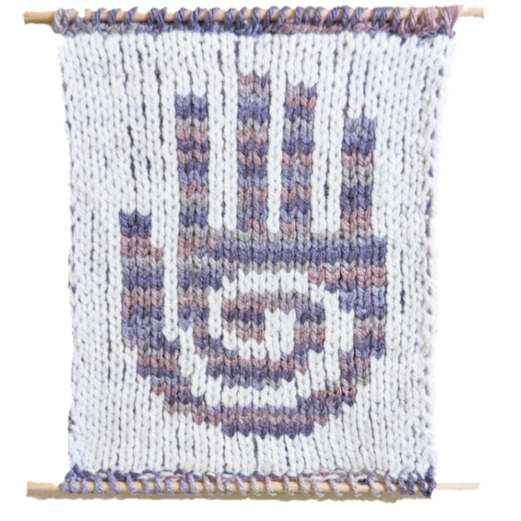 hand {front view} (2023) 6&quot;×8&quot; double knit tapestry