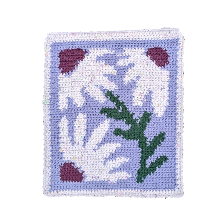 white flower (2024) 12&quot;×13&quot; crochet tapestry