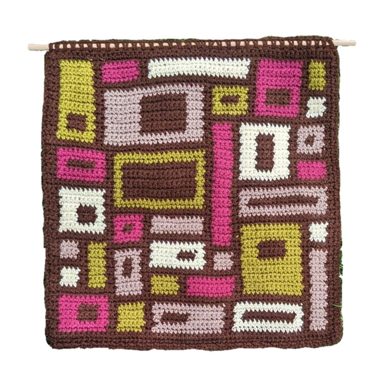bricks (2023) 16&quot;×16&quot; crochet tapestry