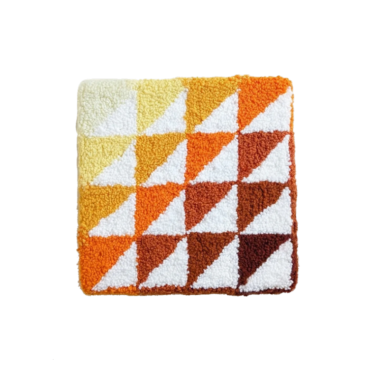 tufted quit block 001 (2024) 13"×13"×1" hand tufted wall hanging