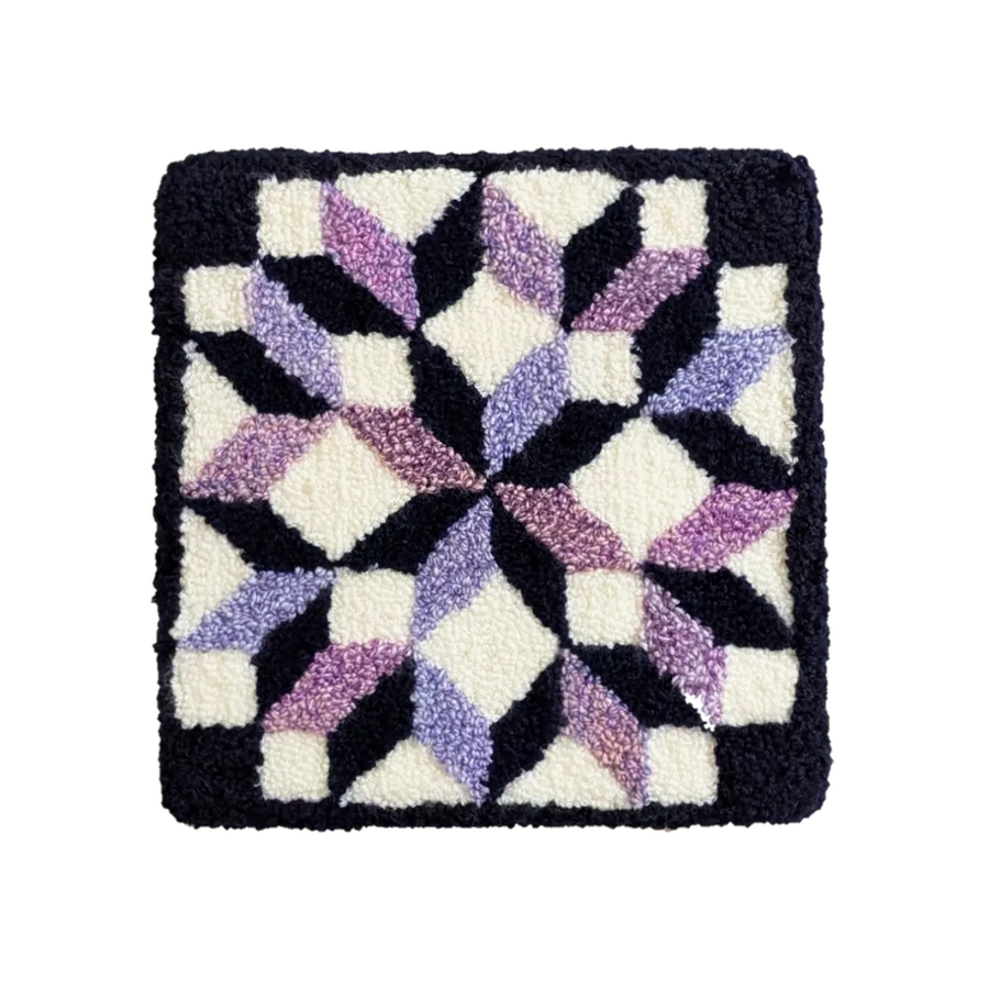 tufted quit block 005 (2024) 13"×13"×1" hand tufted wall hanging